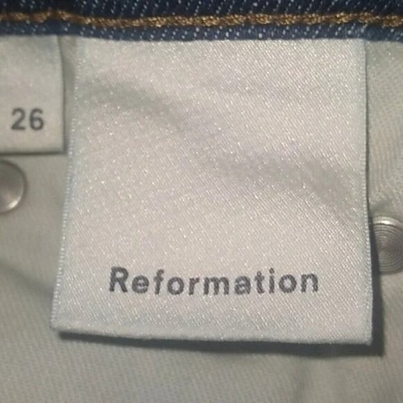 Reformation Cynthia Blue High Waist Straight Leg Denim - Picture 4 of 4